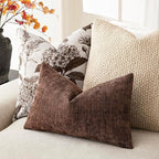 Foindtower Pack of 2 Textured Chenille Throw Decorative Pillow Covers Square Accent Solid Cushion Cover Neutral Farmhouse Lumbar Pillow Case for Couch Sofa Bedroom Living Room 12x20 Inch,Red Brown