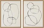 Kate and Laurel Sylvie Modern Circles and Going in Circles Framed Linen Textured Canvas Wall Art by Teju Reval, Set of 2, 18x24 Natural, Beautiful Abstract Wall Decor