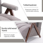 Mid Century Modern Accent Chair Loveseat Sofa with Solid Wood Frame, Boucle Upholstered Living Room Chairs with Thick Cushion, Comfy Tufted Arm Chair for Bedroom, Grey