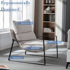 HEAH-YO Modern Accent Chair Set of 1, Comfy Living Room Chair with Removable Cushion and Solid Metal Frame, Chenille Fabric Reading Side Chair for Bedroom, White