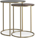 SIMPLIHOME Drake Contemporary 18 inch Wide Metal Nesting table in Antique Nickel, Antique Copper, Fully Assembled for the Living Room and Bedroom