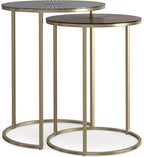 SIMPLIHOME Drake Contemporary 18 inch Wide Metal Nesting table in Antique Nickel, Antique Copper, Fully Assembled for the Living Room and Bedroom