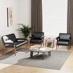 STHOUYN Black Leather Accent Chairs Set of 2, Mid Century Modern Accent Chair, Side Arm Chairs for Living Room, Office Guest Waiting Room Chairs (2, Black)