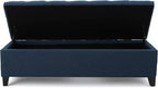 Christopher Knight Home Ottilie Fabric Storage Ottoman, Dark Blue, 17.75"D x 51.5"W x 15.75"H