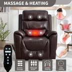 PELUMY Power Lift Recliner Chair for Elderly with Massage and Heat, Dual Motor Heavy Duty 350lbs Recliner, 8-Point Vibration & Lumbar Heating, Electric Lift Chair (Breathable Leather, Dark Brown)