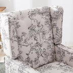 Mid-Century Accent Chair, Upholstered Arm Chair Linen Fabric Side Chair with High Back Solid Wooden Legs, Comfy Reading Chair for Living Room Bedroom, Floral Pattern
