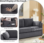 3 Seater Couches for Living Room, 79" Modern Corduroy Sofa with 2 Pillows and Storage Pockets, Small Couches for Apartment, Small Spaces, Home Office, Grey