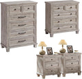 Farmhouse Bedroom Dresser and Nightstand Set of 4, 6 Drawer Tall & 5 Drawers Dresser & 3 Drawer Nightstand Set with Wooden Legs, Rustic Wood Bedroom Furniture for Livingroom, Hallway, Grey