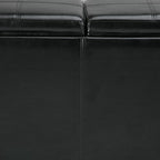 SIMPLIHOME Avalon 42 inch Wide Contemporary Rectangle Storage Ottoman in Midnight Black Vegan Faux Leather, Assembled, For the Living Room, Entryway and Family Room