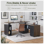 BANTI Executive L Shaped Standing Desk with 3-Drawer File Cabinet, 63" Electric Height Adjustable Stand up Desk for Home Office, Computer Desk with Storage Cabinets, Black Walnut Top