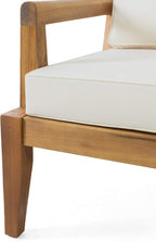 Christopher Knight Home Rossville Outdoor Club Chairs, Teak Finish + Beige