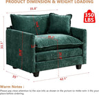 Aoowow Chenille Upholstered Accent Chair Oversized,Fluffy Single Cloud Sofa Chairs with Deep Seat,Modern Large Reading Arm Chair with Throw Pillow for Living Room,Bedroom (Green, Single Sofa Chair)