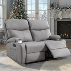 Manual Reclining Loveseat Anti-Scratch Loveseat Recliner Sofa with Side Pocket and Cupholders Wall Hugger 2 Seat Reclining Sofa Chair for RV Living Room Meeting Room Bedroom Apartment