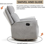 INZOY Nursing Rocking Chair Recliner, Swivel Rocker Recliner, Swivel Glider Rocking Recliners with Soft Backrest, Chenille Fabric Manual Reclining Sofa for Living Room Bedroom Apartment, Grey