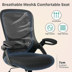 HYLONE Drafting Chair Tall Office Chair High-Back Mesh Standing Desk Stool with Adjustable Footrest Ring and Flip-Up Arms (Black)