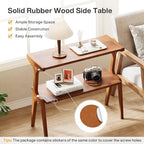 Tribesigns Wood Side Table, 2-Tier Modern Tall End Table with Storage Shelves, Slim Couch Side Table for Living Room, Narrow Bedside Table, Nightstands for Bedroom, Cherry