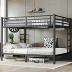 Bellemave Queen Over Queen Bunk Bed for Adults, Queen Size Bunk Beds Frame with 2 Side Ladder and Full Length Guardrail, Easy Assemble Bunkbeds, Noise Reduced, Mattress Not Included, Black