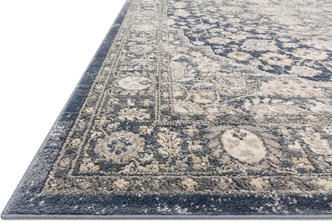Loloi Teagan Collection TEA-01 Denim/Mist 2'-8" x 4' Accent Rug, Large, Soft Neutral Rug, High-Traffic for Living Room, Bedroom, Home Office, Dining Area