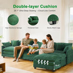 146" U Shaped Sectional Cloud Couch with 2 Ottomans｜Large Chenille Modular Sofa for Living Room｜FSC Solid Wood Frame｜29.1" Deep Seat｜Easy Assembly & 1YR Guarantee Green