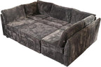 130'' Modern Modular Sectional Sofa with Movable Ottoman,5 Seats Cloud Comfort Corduroy Fluffy Couch,L Shaped Convertible Sofa Couch for Living Room,Grey
