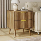 LYNSOM Fluted Dresser and Nightstand Sets 3 Piece, 5-Drawers Dresser and 2-Drawer Nightstands Set of 2, Wood Bedroom Furniture Set for Home, Bedroom, Hallway, Natural Oak