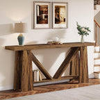 Tribesigns 70.9-Inch Long Console Table, Farmhouse Entryway Table with Storage, Narrow Sofa Console Behind Couch with 4 Stable Bases for Living Room, Entrance, Hallway (Rustic Brown)