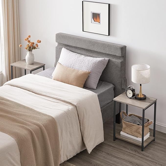 VASAGLE Side Tables Set of 2, Small End Table, Nightstand for Living Room, Bedroom, Office, Bathroom, Greige and Black ULET272B02