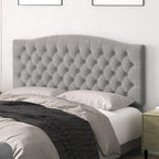 Queen Headboard Only, Upholstered Headboard for Adjustable Bed Velvet Tufted Queen/Full Size Wall Mounted Head Board with Solid Wood Legs Head Board, Gray