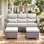 HUMMUH Wicker Patio Furniture Set 6 Inch Thick Cushion Outdoor Swivel Rocker Patio Chairs with Deep Seat Sofa 5PCS Outdoor Furniture Set for Porch Garden Deck