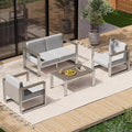 Aluminum Outdoor Furniture Set, 4 Seats Outdoor Patio Conversation Sets with Ergonomic Seat and Wide Washable Thick Cushions, Modern Patio Sectional Furniture for Balcony, Porch (Gray)