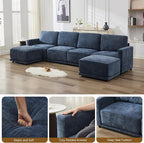 77.4" Chenille Modular Loveseat Oversized Upholstered 2 Seater Sectional Sofa with Thickened Cushions, Easy Assembly, Modern Comfy Love Seat Couch for Living Room, Blue