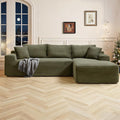 108 Inch Cloud Sectional Couch,Modern Modular Sectional Sofa with Deep Seat,Corduroy Boneless Couches with L-Shape Chaise for Living Room,No Assembly Required (Green, Right Facing Chaise)