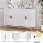 Sideboard Buffet Cabinets with Storage, 47.2" Modern Storage Cabinets with Relief Doors, Accent Cabinets with Adjustable Shelves, Wood Console Cabinet for Dining Living Room, Entryway, White