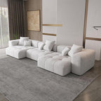 WJShome 144" Sectional Couches for Living Room,Modular Sectional Sofa, U Shaped Couch, Linen Deep Seat Cloud Couches with Pillow for Living Room,White