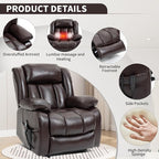 Recliner Chairs for Adults, Power Lift Chair for Elderly, Oversized Bedroom Chair with Massage&Heat, Leather Nursery Glider Chair for Living Room, Sofa Chair Home Theater Seating with Lumbar Support