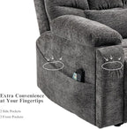 Power Lift Recliner for Elderly Adults, Dual Motor Lay Flat Lift Chair with Heat Massage, Cup Holder & Wireless Phone Charger, USB Type C Charging, Big Tall 400 lbs