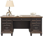 Martin Furniture Hartford Double Pedestal Shaped Desk, Brown - Fully Assembled
