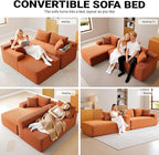 108" Cloud Sectional Couch,Modern Modular Sectional Sofa with Deep Seat,Corduroy Boneless Couches with L-Shape Chaise for Living Room,No Assembly Required (Orange, Left Facing Chaise + Ottoman)