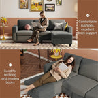 79''Couches for Living Room,Cloud Couch Sectional,L-Shaped 4-Deep Seat Sofa,Removable Cover,Suitable for The Living Room, Apartment or Bedroom,Office-Light Gray
