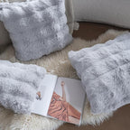 Neelvin Gray Faux Fur Cozy Soft Double-Sided Decorative Throw Pillow Covers 20x20 inch Set of 2,Velvet Pillowcase Cushion Case for Sofa Couch
