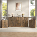 3-Piece Modern Bedroom Furniture Set, Wide 9-Drawer Dresser & 3-Drawer Nightstands Set of 2, Natural Wood Dresser and Nightstand Sets for Bedroom, Hallway, Walnut