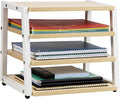 Mind Reader 4-Tier Desk Organizer, File Storage, Documents, Office, Metal, MDF, 14.5" L x 10.5" W x 12" H, White