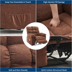 Recliner Rocking Chair with Massage and Heat, Wide Overstuffed Ergonomic Fabric Recliner with Breathable Upholstery, 2 Side Pockets & Remote Control for Living Room or Bedroom