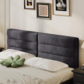 King Size Velvet Headboard Foldable Panels Backboard, Upholstered California King Head Board for Bedroom Adjustable Height from 42" to 56"-Grey
