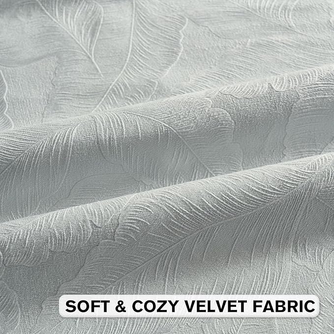 FUTEI Light Blue Velvet Throw Pillow Covers 24x24 Inch Set of 2,Soft Embossed Leaf-Relief Textured European Cushion Cases,Natural Home Decor for Couch Living Room