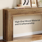 Tribesigns 63" Console Table, Rustic Fluted Long Sofa Table Behind Couch for Entryway, Living Room, Hallway, Foyer, Brown