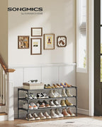 SONGMICS Shoe Rack, 3-Tier Shoe Storage Organizer, Space-Saving, 11.6 x 36.1 x 21 Inches, Entryway, Metal Frame, Non-Woven Fabric Shelves, Ink Black ULSH033BH01S