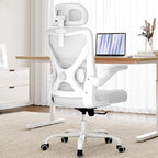 White Ergonomic Office Chair: Mesh Desk Chair Comfy with Adjustable Lumbar Support 400lbs High Back Computer Gaming Chair - Big and Tall Office Chairs with Extra Wide Seat-Adults Home Office