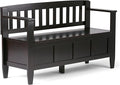SIMPLIHOME Brooklyn Entryway Storage Bench - 48 inch Wide Solid Wood Storage Seat in Coffee Brown, Contemporary Bench for Entryway or Living Room with Lift-Up Lid and Slatted Backrest