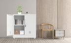 Metal Storage Cabinet with Locking Doors and Adjustable Shelf, Small Lockable Sideboard Buffet Cabinet for Home, Office, Entryway, Hallway, Living Room, Kitchen and Dining Room (White)